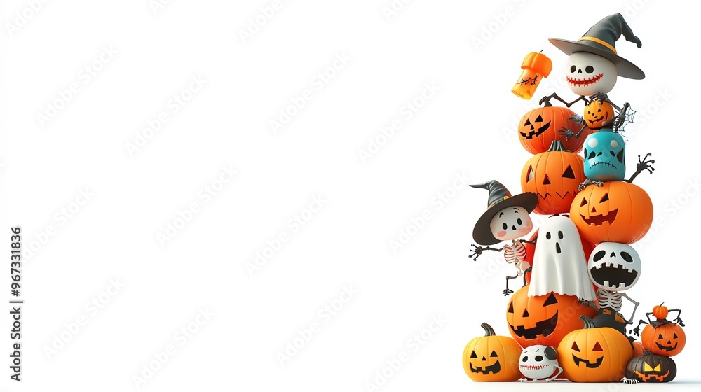 A festive Halloween scene featuring cheerful pumpkins and playful decorations, perfect for capturing the spirit of the holiday.