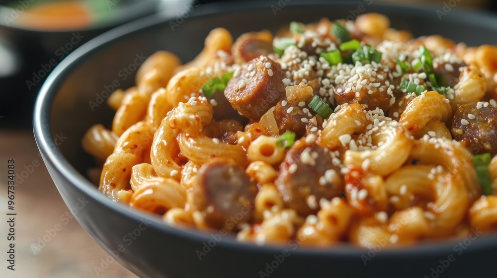 Spicy Macaroni and Sausage with Sesame Seeds Spicy Macaroni and Sausage with Sesame Seeds