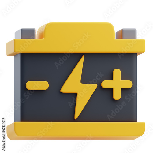 3D Electric Battery Icon High Voltage Symbol