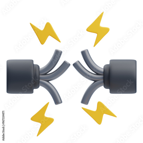 3D Broken Electrical Wires With Sparks