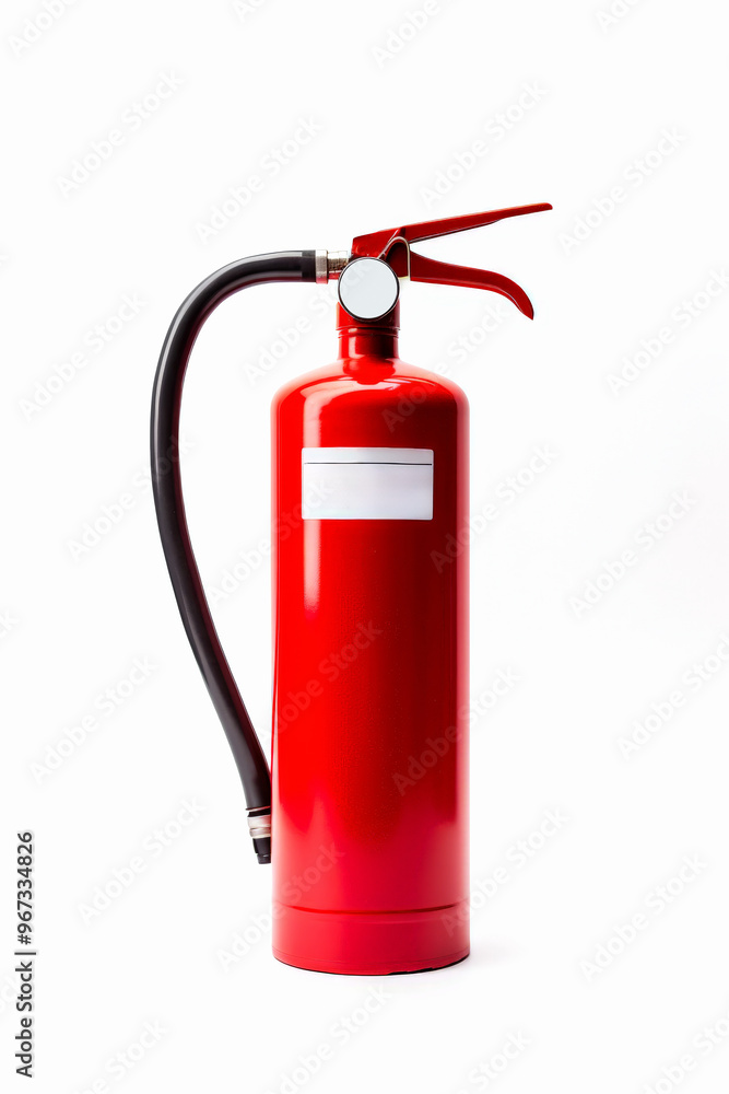 Isolated red coloured fire extinguisher on white background. Isolated red coloured fire extinguisher on white background.