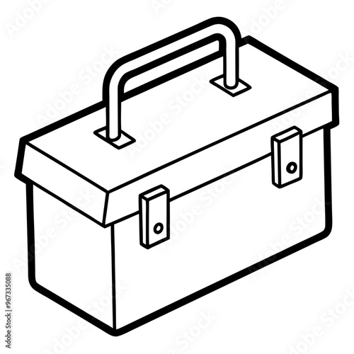 toolbox outline coloring book page line art illustration digital drawing