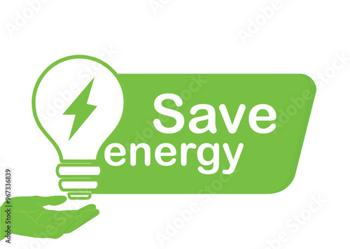 Save energy symbol. Light bulb with green leaf. Eco friendly, environmentally. Eco icon