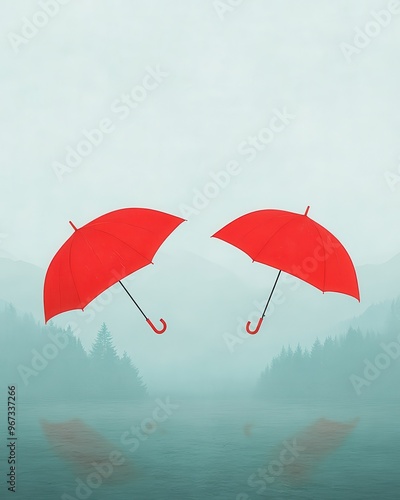 Rainy weather, wind blowing umbrellas,  Rich jewel tones, Humorous, Timeless Adventure