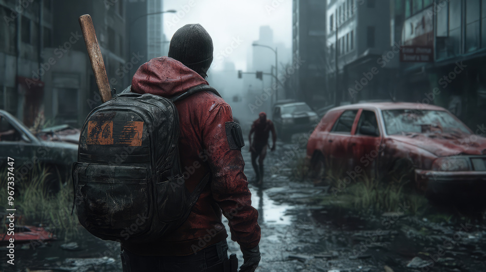 A man wearing a red jacket A man wearing a red jacket