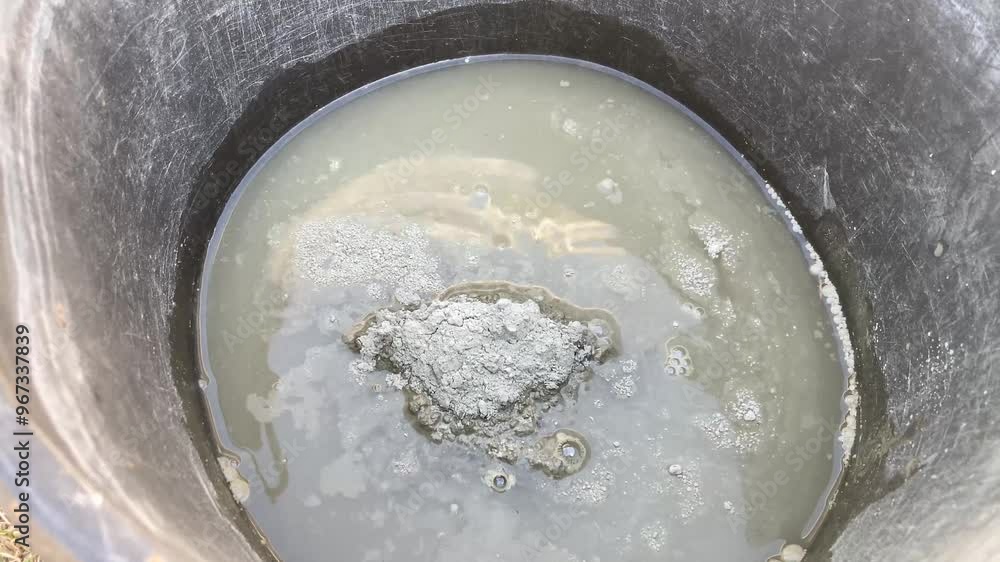 The process of mixing cement and sand for concreti The process of mixing cement and sand for concreti
