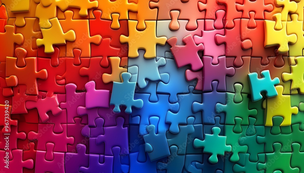 A seamless illustration of multicolored puzzle pieces A seamless illustration of multicolored puzzle pieces