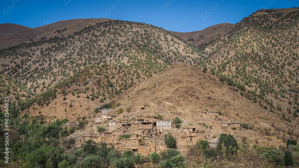 The landscape of Tizi n'Test in Morocco after 2023 earthquake The landscape of Tizi n'Test in Morocco after 2023 earthquake