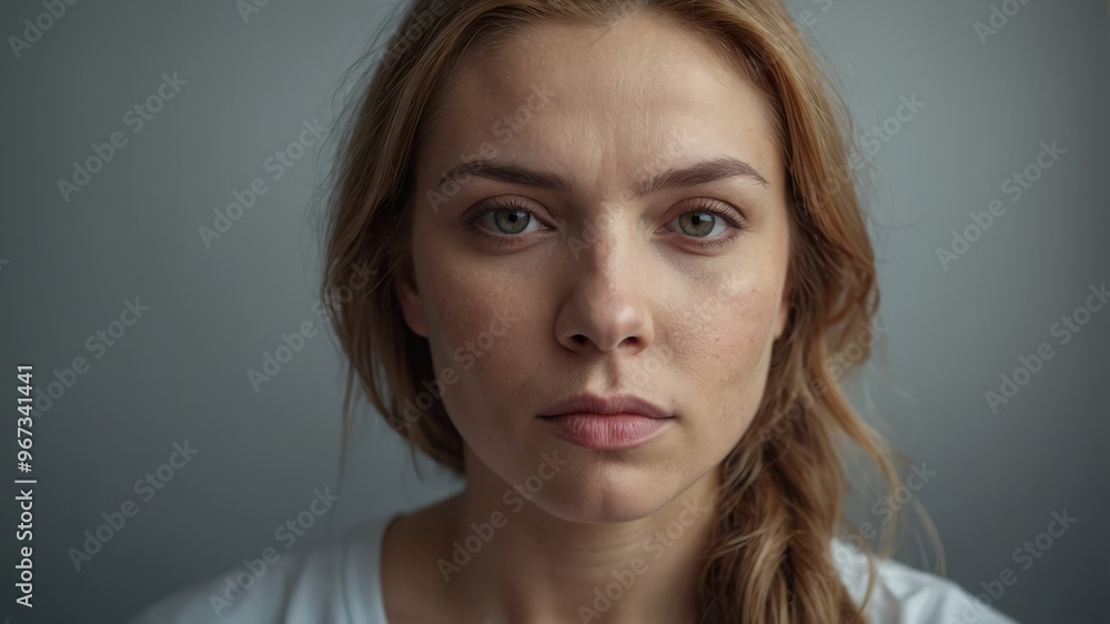 Naklejka premium femanle canncer pantient look in distannce dreanm of illness recovery or remission.