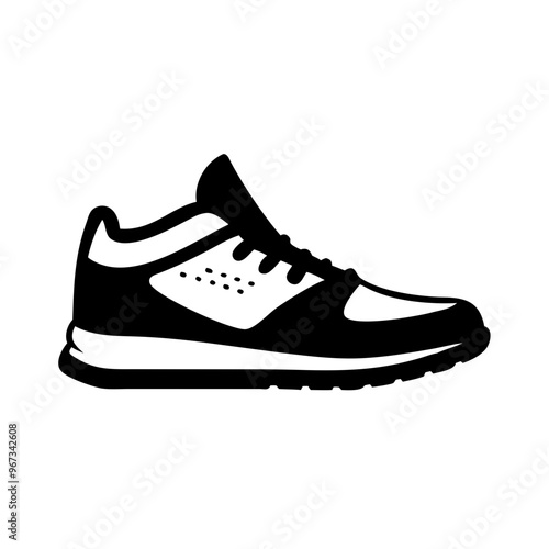 Basketball Shoes Side Profile Silhouette Icon, Black and White SVG, PNG Transparent Background