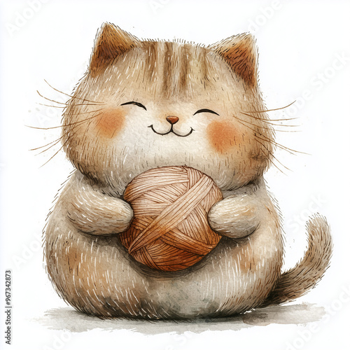 A chubby cat playing with y...