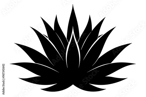 agave tequilana plant, silhouette black color vector art illustration photo