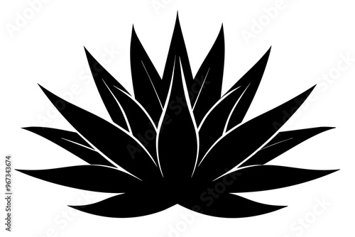 agave tequilana plant, silhouette black color vector art illustration photo