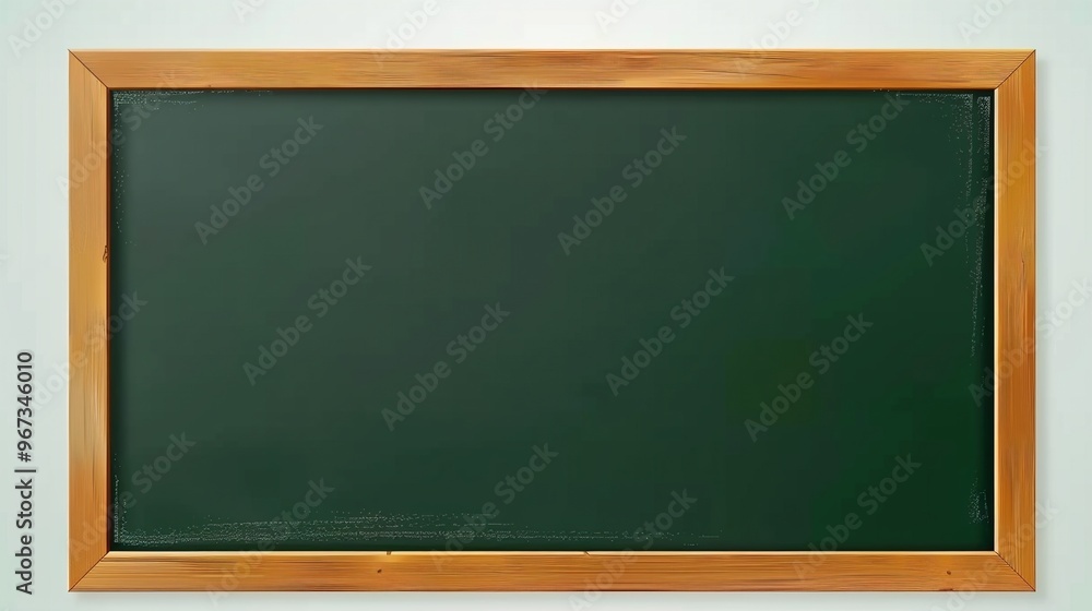 Green Chalkboard with Wooden Frame: High-Resolution Image on a White Background Green Chalkboard with Wooden Frame: High-Resolution Image on a White Background