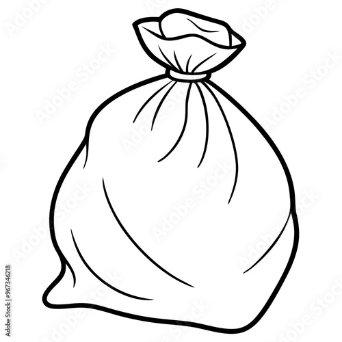 trash bag outline coloring book page line art illustration digital drawing