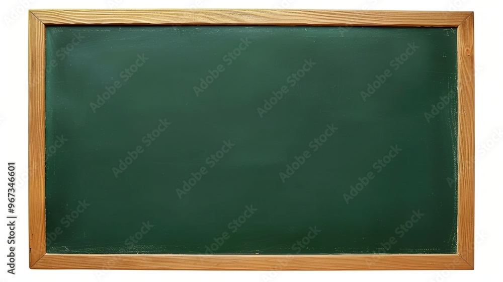 Green Chalkboard with Wooden Frame: High-Resolution Image on a White Background Green Chalkboard with Wooden Frame: High-Resolution Image on a White Background