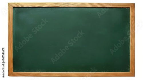 Green Chalkboard with Wooden Frame: High-Resolution Image on a White Background