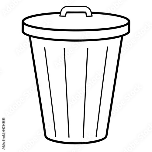 trash can  outline coloring book page line art illustration digital drawing