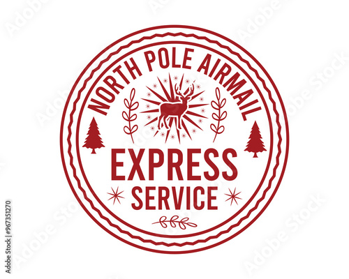 North Pole Airmail Express Service white background, Christmas T- Shirt Design