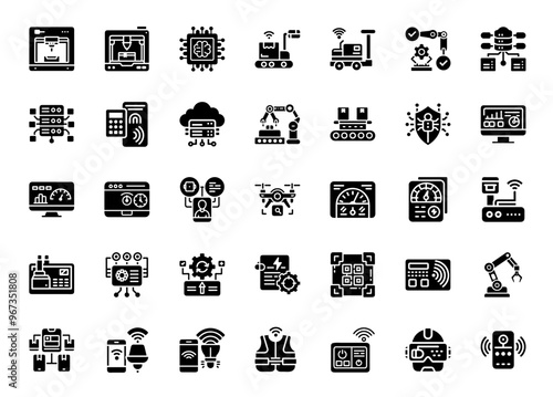 smart factory themed icon set