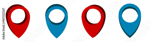 3D locator pin animated game sprite, location point in rotation for map, vector animation. Red location pin animated sprite sheet for geolocation pinpoint, position navigation or destination point