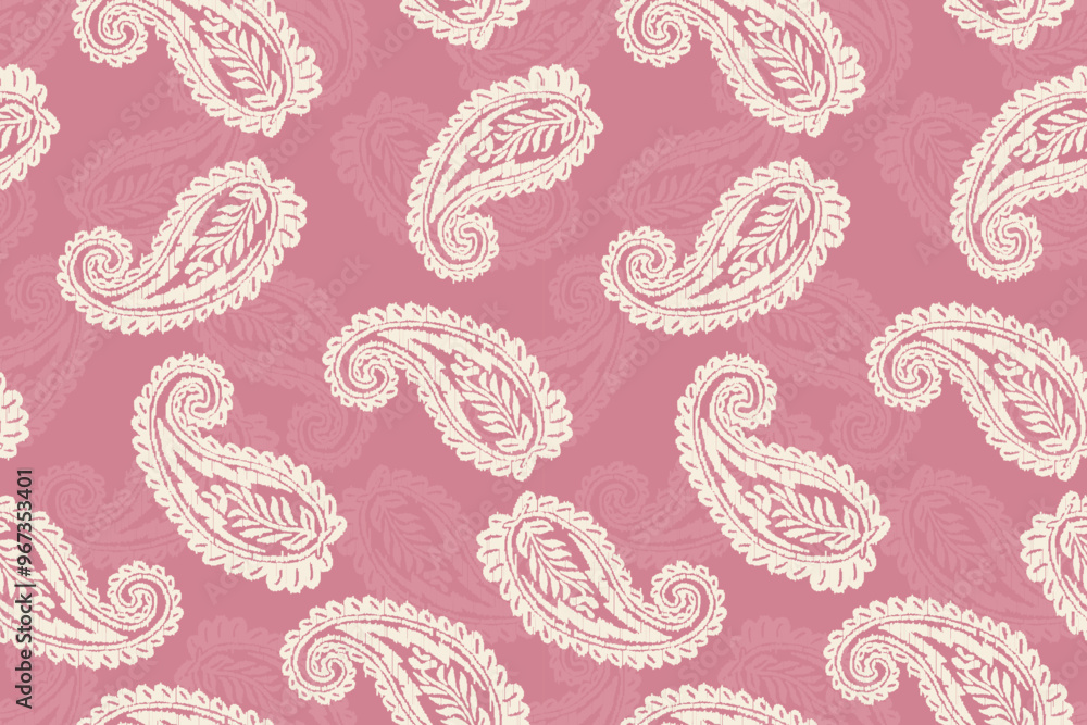 Fototapeta premium Ikat leaves vintage design embroidary seamless pattern on background vector illustration.Ikat ethnic oriental embroidery traditional.Indian Ikat pattern Aztec style retro. design for texture,fabric.
