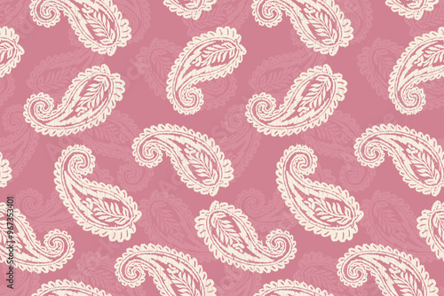 Ikat leaves vintage design embroidary seamless pattern on background vector illustration.Ikat ethnic oriental embroidery traditional.Indian Ikat pattern Aztec style retro. design for texture,fabric.