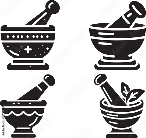 mortar and pestle  vector illustration