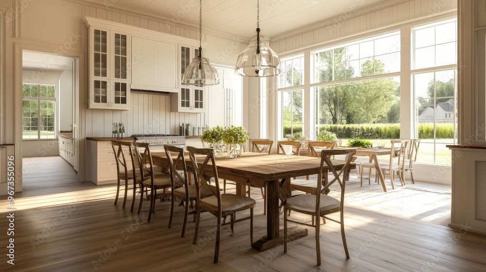 Imagine a kitchen with a large, farmhouse-style dining table, perfect for family meals and gatherings. Imagine a kitchen with a large, farmhouse-style dining table, perfect for family meals and gatherings.