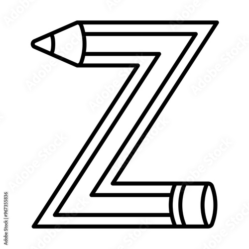 Z letter pencil font, linear font.