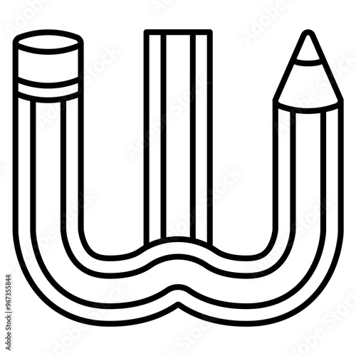 W letter pencil font, linear font.