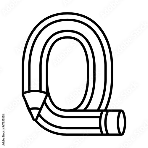 Q letter pencil font, linear font.