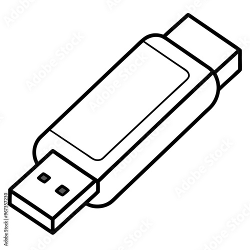 USB drive outline coloring book page line art illustration digital drawing