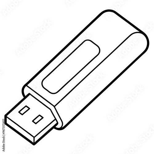 USB drive outline coloring book page line art illustration digital drawing photo