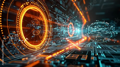 Wallpaper Mural Exploring abstract technology backgrounds with glowing circuits and dynamic patterns Torontodigital.ca