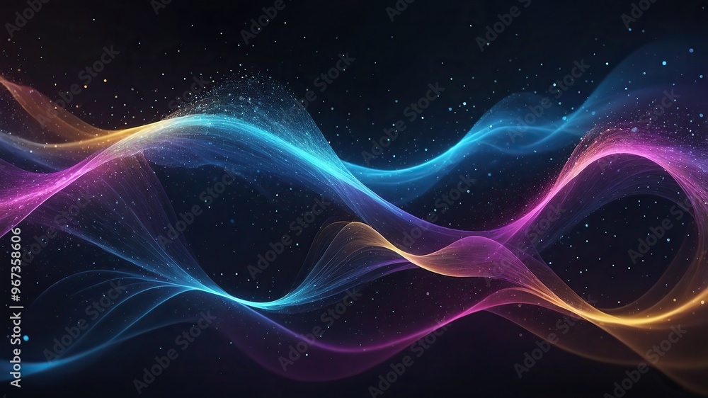 Digital particles of wave, light and energy, multi colored abstract. Ideal for desktop background or wallpaper. Digital particles of wave, light and energy, multi colored abstract. Ideal for desktop background or wallpaper.