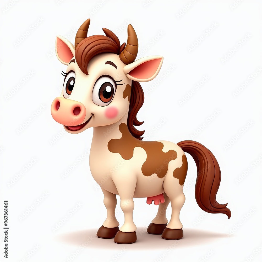Adorable Cartoon Cow Illustration with Big Eyes and Brown Spots - Perfect for Kids' Projects and Farm-Themed Designs Adorable Cartoon Cow Illustration with Big Eyes and Brown Spots - Perfect for Kids' Projects and Farm-Themed Designs