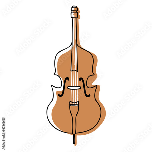 Contrabass Vector Line Art Music Instrument in Flat Style