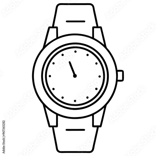 watch outline coloring book page line art illustration digital drawing