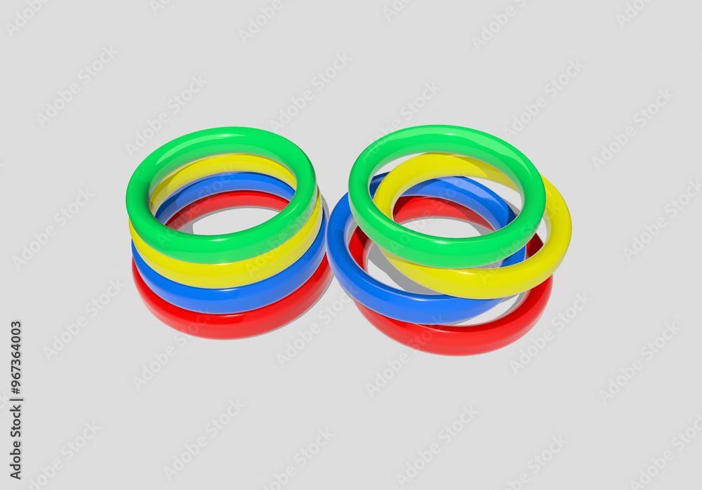 Obraz premium colorful 3d rings with shadow. toys
