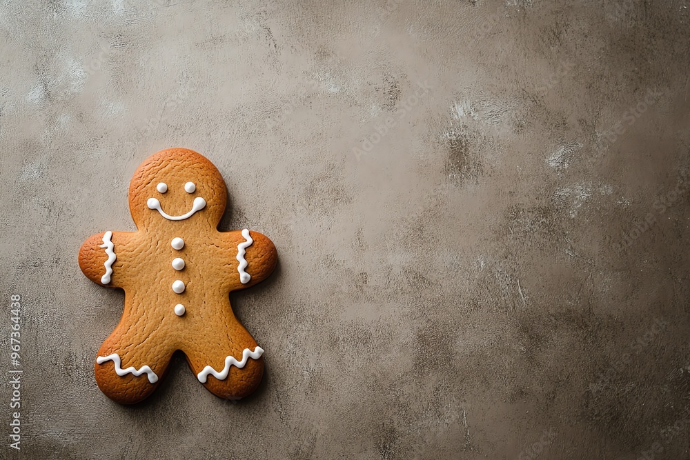 Gingerbread Man Cookie on a Brown Background Gingerbread Man Cookie on a Brown Background