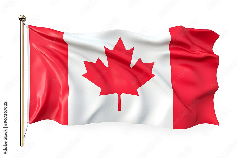 Wavy flag of Canada, isolated on white background Wavy flag of Canada, isolated on white background