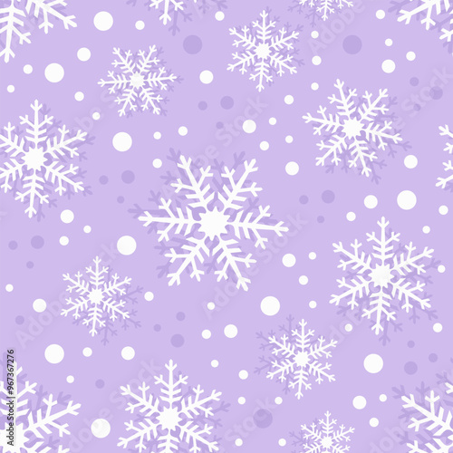 Snowflakes. Pattern with light violet background