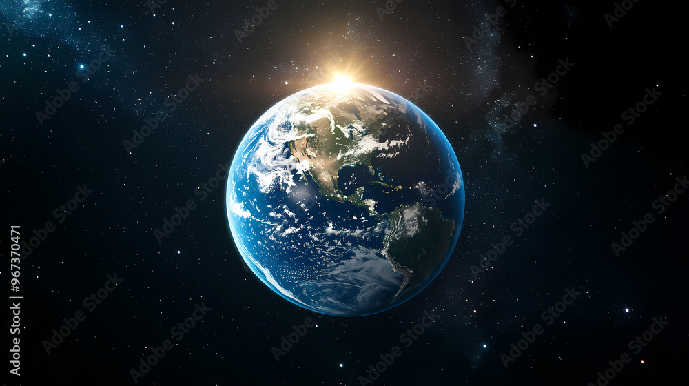 Fototapeta premium Sunrise glow over Earth in space