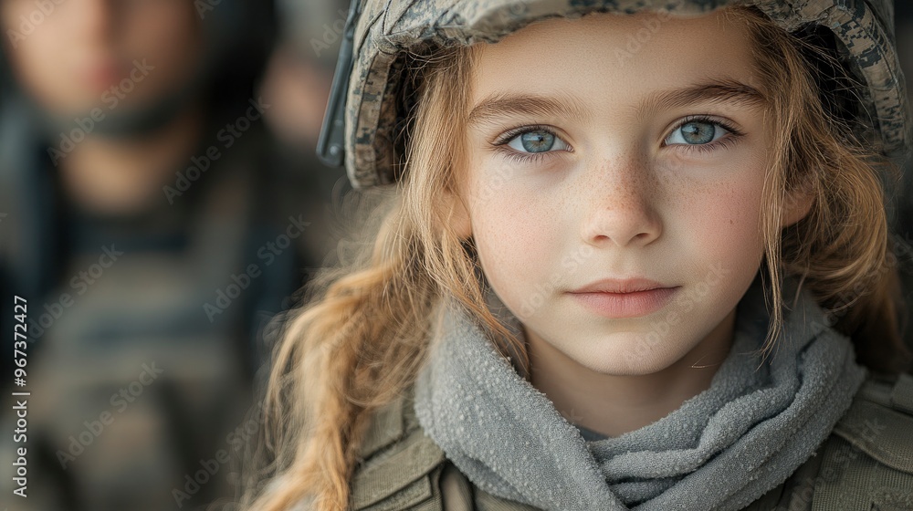 Young Girl Soldier in Camouflage Gear Young Girl Soldier in Camouflage Gear