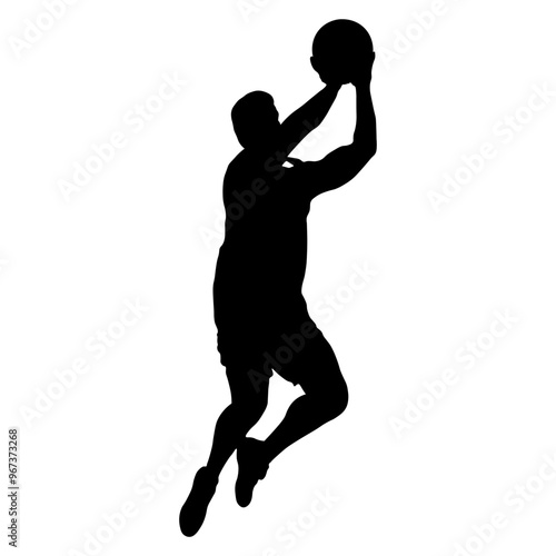 Basketball Player Silhouette on White Background. Vector Illustration.
