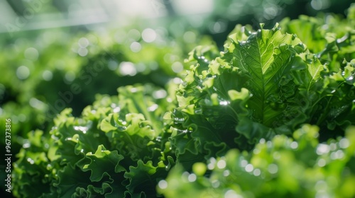 Fresh Green Lettuce in a Vibrant Garden Setting with Dew Drops. Perfect for Healthy Eating and Cooking Inspirations.