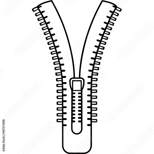 zipper outline coloring book page line art illustration digital drawing