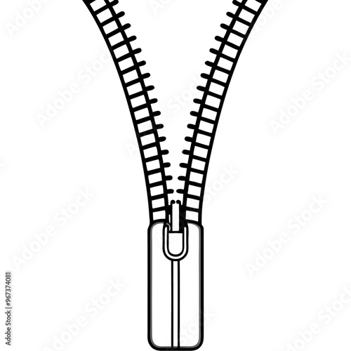 zipper outline coloring book page line art illustration digital drawing
