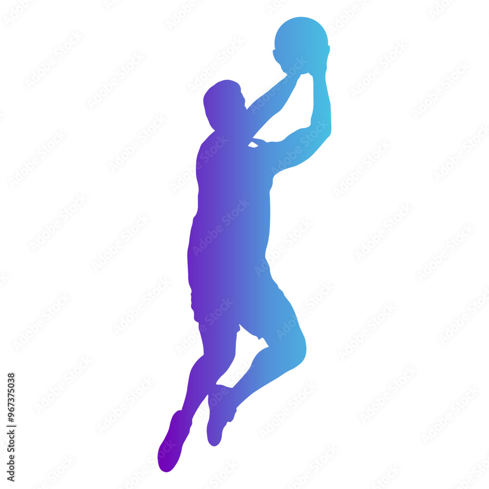 Basketball Player Silhouette with Colorful Design. Isolated Flat Vector Illustration Basketball Player Silhouette with Colorful Design. Isolated Flat Vector Illustration